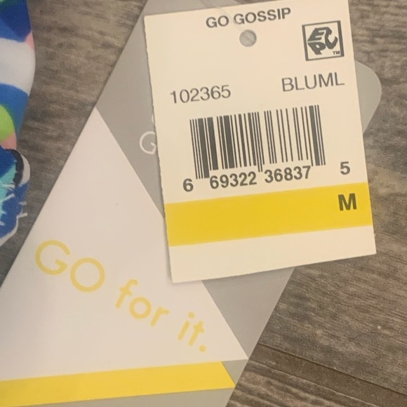 NWT Go Gossip Tankini Swim Top Small or Medium Crossed Signals Racerback Blue - Picture 12 of 14